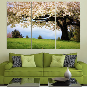 3 pcs art canvas romantic wall art tree picture canvas painting green tree painting Large wall pictures for living room