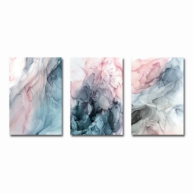 3 Pcs Colorful Ink Canvas Print Poster Modern Abstract Wall Art Painting Nordic Wall Pictures for Living Room Home Decoration