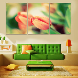 Cuadros Wall Art 3 pcs Large Tulips Wall Painting Flower Canvas Pictures On The Print Home Decor Art Modular No Frame HD Printed