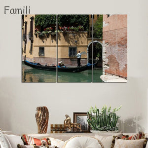 3 Pcs/Set Landscape Venice City Canvas Paintings Print On Canvas Classic Buildings Scenery Wall Art For Living Room(Unframed)