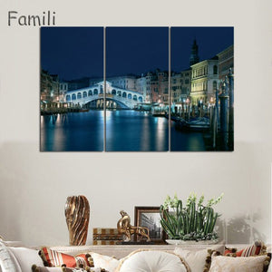 3 Pcs/Set Landscape Venice City Canvas Paintings Print On Canvas Classic Buildings Scenery Wall Art For Living Room(Unframed)