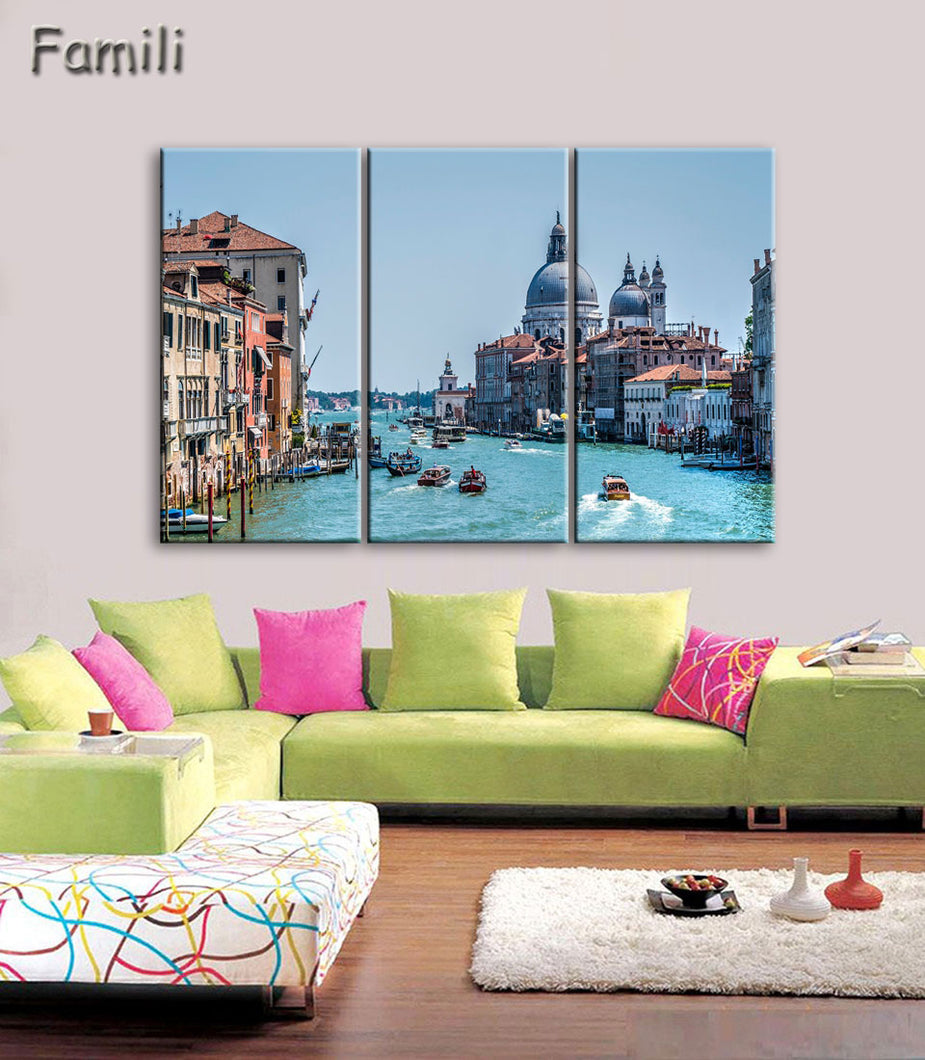 3 Pcs Landscape Venice City Canvas Paintings Print On Canvas Classic Buildings Scenery Wall Art For Living Room(Unframed)