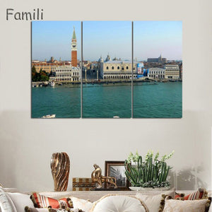 3 Pcs/Set Landscape Venice City Canvas Paintings Print On Canvas Classic Buildings Scenery Wall Art For Living Room(Unframed)