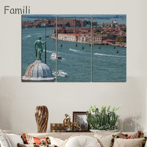 3 Pcs/Set Landscape Venice City Canvas Paintings Print On Canvas Classic Buildings Scenery Wall Art For Living Room(Unframed)