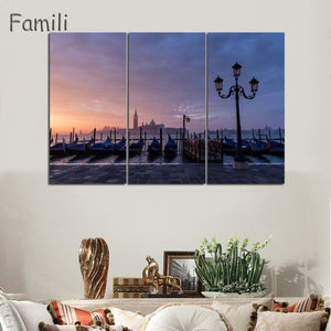 3 Pcs/Set Landscape Venice City Canvas Paintings Print On Canvas Classic Buildings Scenery Wall Art For Living Room(Unframed)