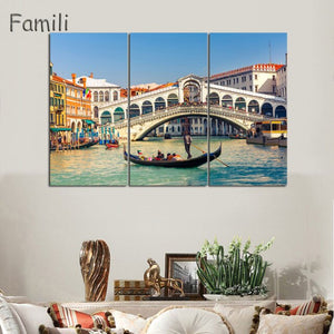 3 Pcs/Set Landscape Venice City Canvas Paintings Print On Canvas Classic Buildings Scenery Wall Art For Living Room(Unframed)