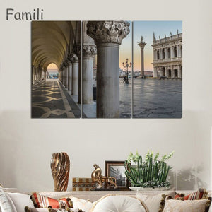 3 Pcs/Set Landscape Venice City Canvas Paintings Print On Canvas Classic Buildings Scenery Wall Art For Living Room(Unframed)