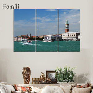 3 Pcs/Set Landscape Venice City Canvas Paintings Print On Canvas Classic Buildings Scenery Wall Art For Living Room(Unframed)