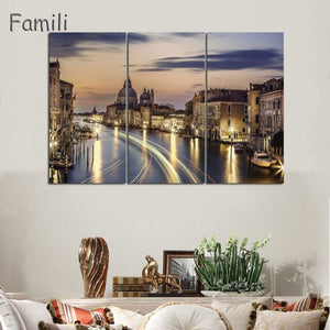 3 Pcs/Set Landscape Venice City Canvas Paintings Print On Canvas Classic Buildings Scenery Wall Art For Living Room(Unframed)