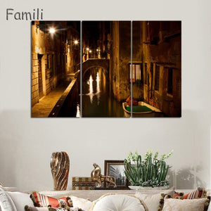 3 Pcs/Set Landscape Venice City Canvas Paintings Print On Canvas Classic Buildings Scenery Wall Art For Living Room(Unframed)