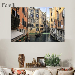 3 Pcs Landscape Venice City Canvas Paintings Print On Canvas Classic Buildings Scenery Wall Art For Living Room(Unframed)