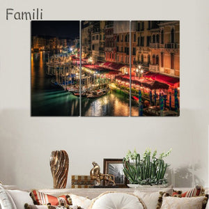 3 Pcs Landscape Venice City Canvas Paintings Print On Canvas Classic Buildings Scenery Wall Art For Living Room(Unframed)