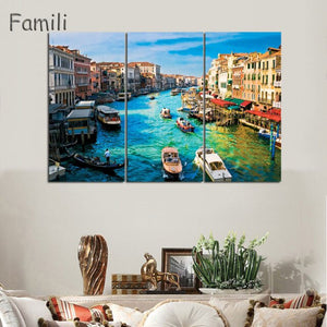 3 Pcs Landscape Venice City Canvas Paintings Print On Canvas Classic Buildings Scenery Wall Art For Living Room(Unframed)