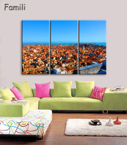 3 Pcs Landscape Venice City Canvas Paintings Print On Canvas Classic Buildings Scenery Wall Art For Living Room(Unframed)