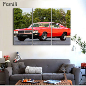 3 Pcs/Set Modern Landscape Painting Printed On Canvas Classic Retro Car Canvas Painting Bedroom Decor Wall art pictures