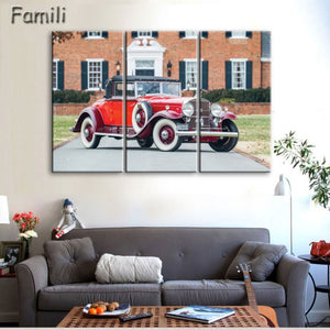 3 Pcs/Set Modern Landscape Painting Printed On Canvas Classic Retro Car Canvas Painting Bedroom Decor Wall art pictures