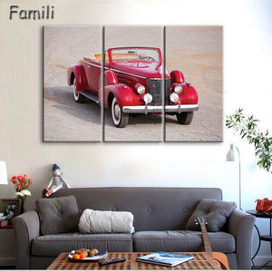 3 Pcs/Set Modern Landscape Painting Printed On Canvas Classic Retro Car Canvas Painting Bedroom Decor Wall art pictures