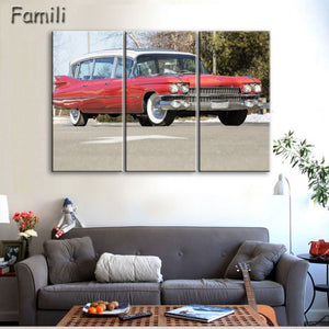 3 Pcs/Set Modern Landscape Painting Printed On Canvas Classic Retro Car Canvas Painting Bedroom Decor Wall art pictures