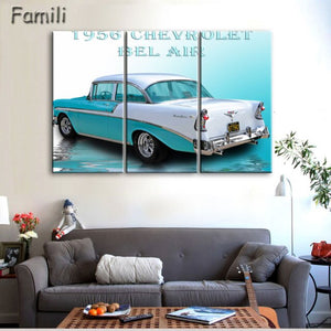 3 Pcs/Set Modern Landscape Painting Printed On Canvas Classic Retro Car Canvas Painting Bedroom Decor Wall art pictures