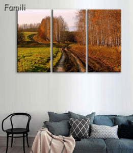 3 PCS High Quality Canvas Wall Art Painting Forest Scenery And Road Pictures For Living Room Unframed Canvas Posters
