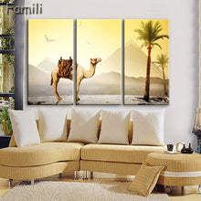 Load image into Gallery viewer, 3 pcs/set Art Egypt Pyramids Camel Print Canvas Oil Painting Unframed Wall Pictures for Living Room Top Wall Decor Animal Poster