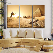 Load image into Gallery viewer, 3 pcs/set Art Egypt Pyramids Camel Print Canvas Oil Painting Unframed Wall Pictures for Living Room Top Wall Decor Animal Poster