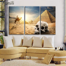 Load image into Gallery viewer, 3 pcs/set Art Egypt Pyramids Camel Print Canvas Oil Painting Unframed Wall Pictures for Living Room Top Wall Decor Animal Poster