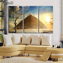 Load image into Gallery viewer, 3 pcs/set Art Egypt Pyramids Camel Print Canvas Oil Painting Unframed Wall Pictures for Living Room Top Wall Decor Animal Poster