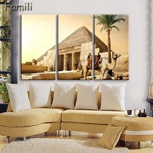 Load image into Gallery viewer, 3 pcs/set Art Egypt Pyramids Camel Print Canvas Oil Painting Unframed Wall Pictures for Living Room Top Wall Decor Animal Poster