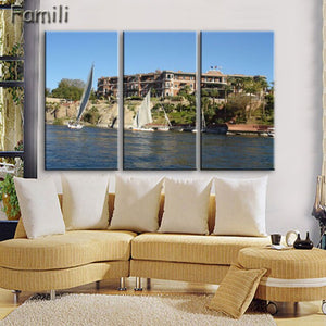 3 pcs/set Art Egypt Pyramids Camel Print Canvas Oil Painting Unframed Wall Pictures for Living Room Top Wall Decor Animal Poster