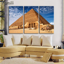 Load image into Gallery viewer, 3 pcs/set Art Egypt Pyramids Camel Print Canvas Oil Painting Unframed Wall Pictures for Living Room Top Wall Decor Animal Poster