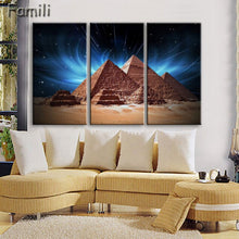 Load image into Gallery viewer, 3 pcs/set Art Egypt Pyramids Camel Print Canvas Oil Painting Unframed Wall Pictures for Living Room Top Wall Decor Animal Poster