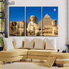 Load image into Gallery viewer, 3 pcs/set Art Egypt Pyramids Camel Print Canvas Oil Painting Unframed Wall Pictures for Living Room Top Wall Decor Animal Poster