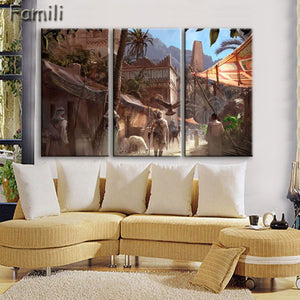 3 pcs/set Art Egypt Pyramids Camel Print Canvas Oil Painting Unframed Wall Pictures for Living Room Top Wall Decor Animal Poster