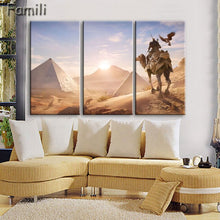 Load image into Gallery viewer, 3 pcs/set Art Egypt Pyramids Camel Print Canvas Oil Painting Unframed Wall Pictures for Living Room Top Wall Decor Animal Poster