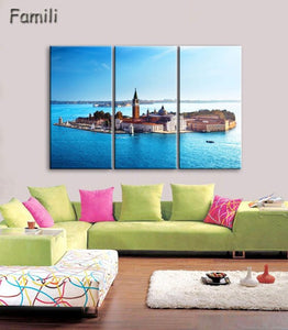 3 Pcs Landscape Venice City Canvas Paintings Print On Canvas Classic Buildings Scenery Wall Art For Living Room(Unframed)