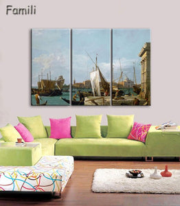3 Pcs Landscape Venice City Canvas Paintings Print On Canvas Classic Buildings Scenery Wall Art For Living Room(Unframed)
