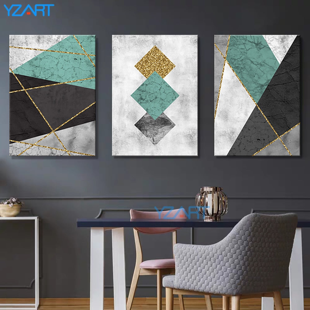 3 Pcs Marble Nordic Style Abstract Creative Lines Modern Simple Wall Art Canvas Painting Living Room Geometric Artwork