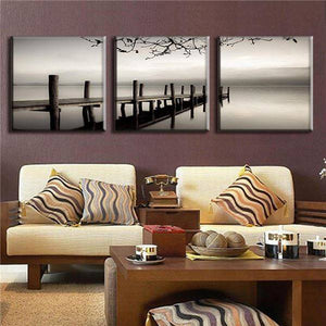 New 3 Pcs/Set Modern Wall Paintings Grey Ferry And River Canvas Prints Wall Pictures For Living Room Art On Canvas