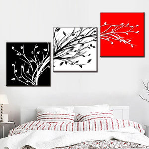 Wall Painting 3 Pcs/set Red White Black Tree Branch Canvas Painting Modern Abstract Wall Art Decor Picture for Home Hotel 2020