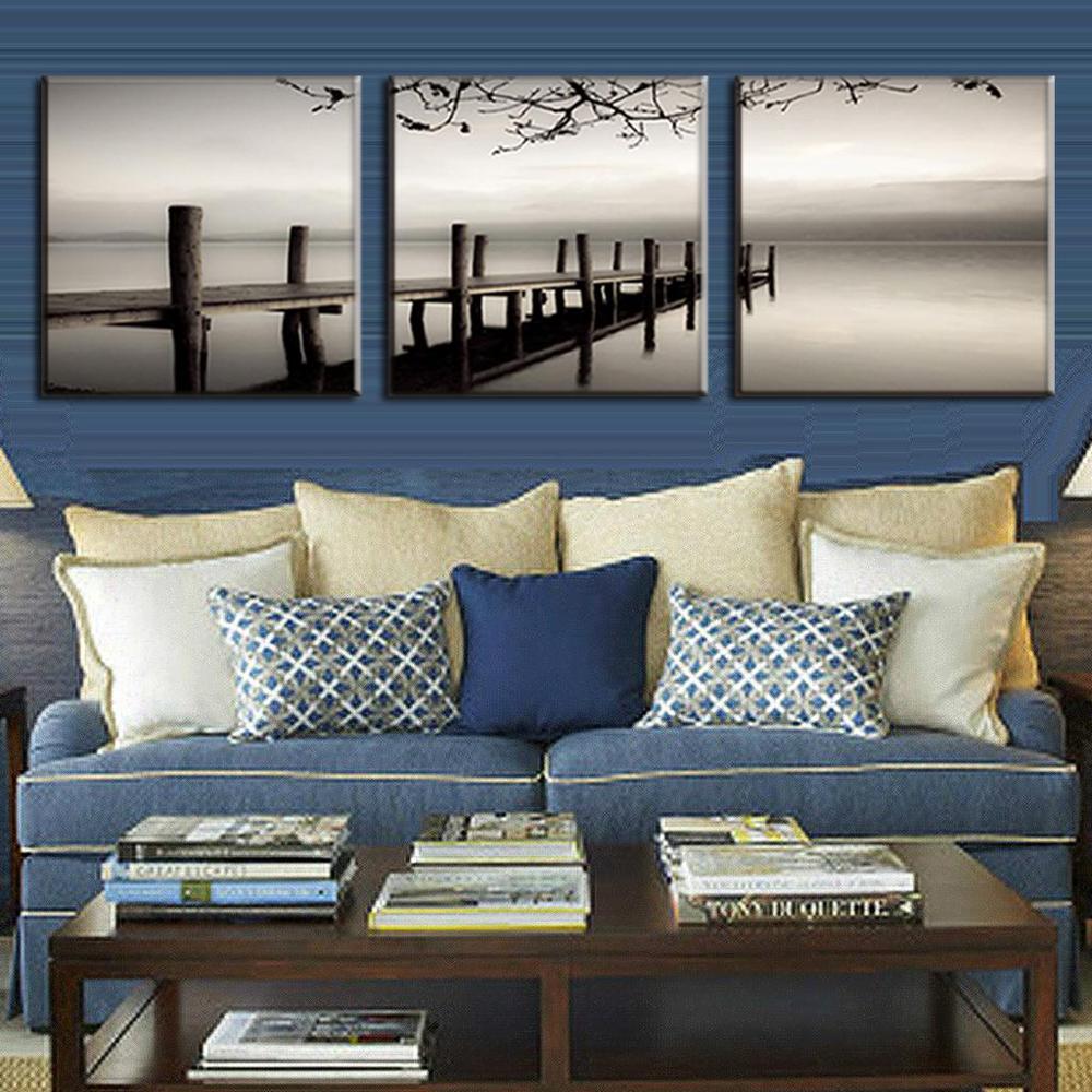 New 3 Pcs/Set Modern Wall Paintings Grey ferry and river Canvas Prints Wall Pictures for Living Room Art on Canvas