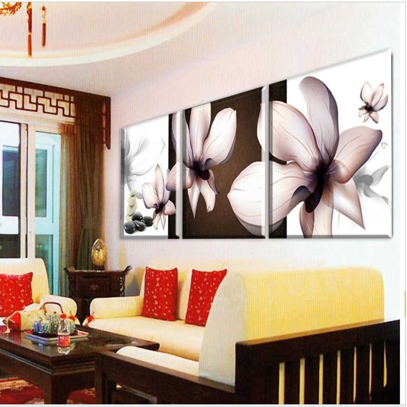 HD Printed Modular Paintings on The Wall Art Canvas Pictures For Living Room Home Decor 3 pcs Cuadros Decoracion abstract flower
