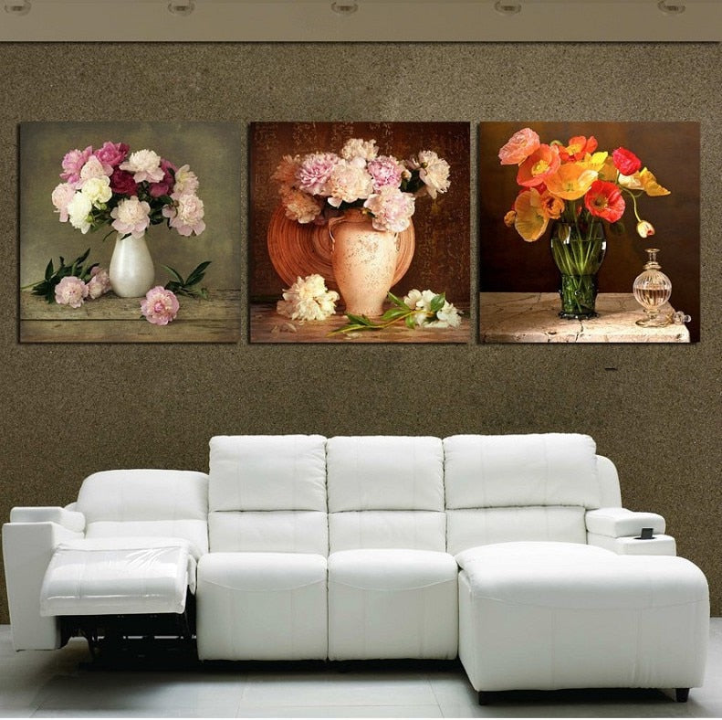 No Frames 3 pcs canvas wall art pictures for sale living room the paintings colorful modern abstract painting oil paint flowers
