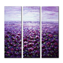 Load image into Gallery viewer, 3 Pcs Combination Hand Painted Flower Oil Painting On Canvas Lavender Ocean Abstract Wall Art Picture For Living Room Decoration