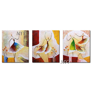 100% Handmade 3 PCS Abstract Dancing Figure Oil Painting Art Home Living Room Wall Decor Canvas Art Free Shipping Oil Painting