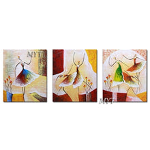 Load image into Gallery viewer, 100% Handmade 3 PCS Abstract Dancing Figure Oil Painting Art Home Living Room Wall Decor Canvas Art Free Shipping Oil Painting