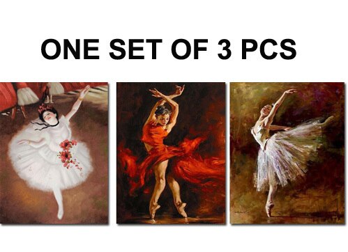 Handmade Oil paintings Ballerine Edgar Degas artwork Figurative art of woman dancer picture for wall decor SETS OF 3 PCS
