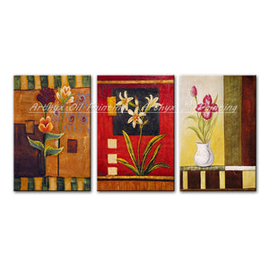Arthyx Wall Paintings 3 Pcs Abstract Flower Oil painting on Canvas Handmade Decorative Art Picture For Living Bedroom Home Decor