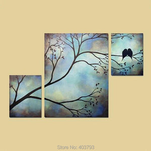 3 Pcs/Lot Hand Painted Oil Painting On Canvas Birds Modern Abstract Decorative Pictures For Home Decor