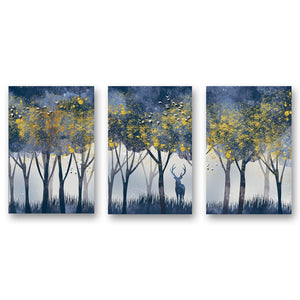 Hand Painted 3 PCS Pictures Oil Paintings on Canvas Modern Abstract Gray Tree Wall Picture For Living Room Home Decor Unframe